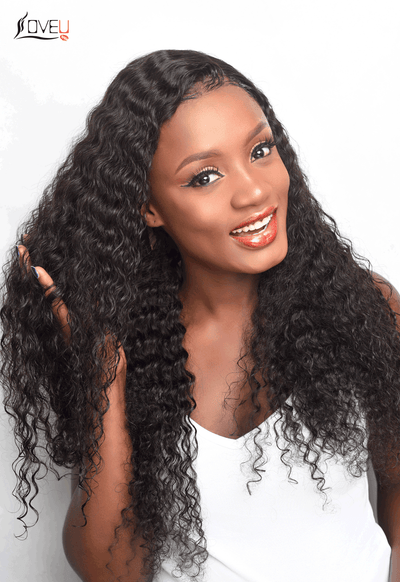 lace frontal wig deep wave curly human hair wig 