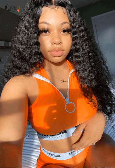 lace frontal wig deep wave curly human hair wig 
